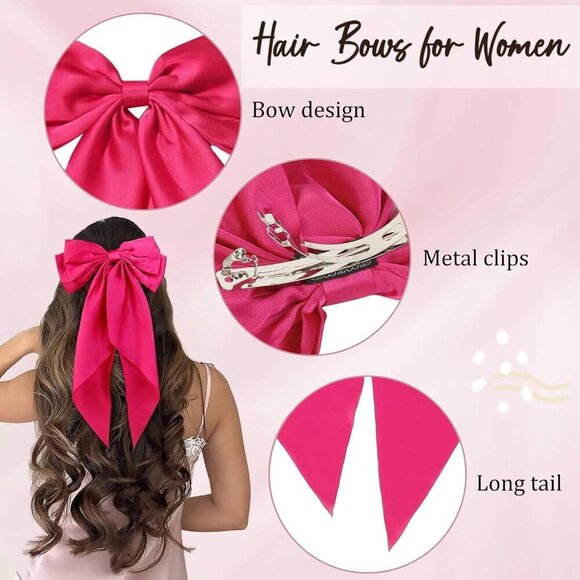 Big Satin Hair Bows for Women Girls Oversized Long Tails Hair Accessories main image 5